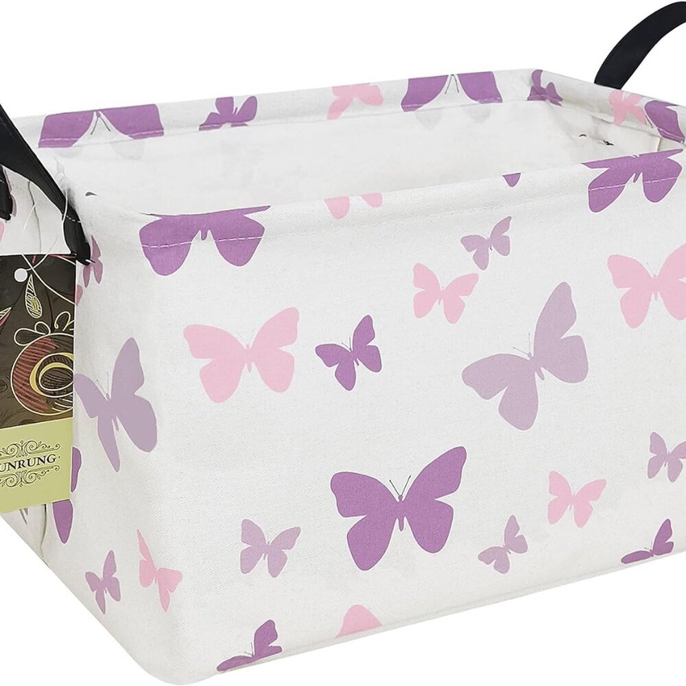 Rectangle Storage Basket Cute Canvas Organizer Bin for Pet/Children Toys, Books,